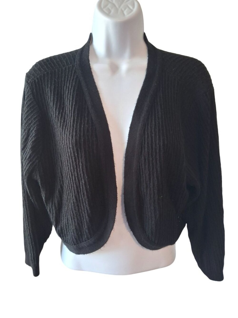 Lane Bryant Ribbed Shrug Cardigan Black XL  18/20 Y2K Minimalist Open Front F